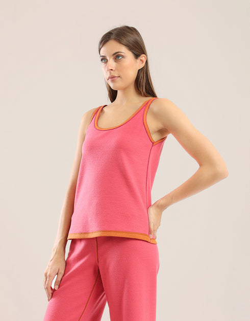 Reversible sleeveless tank top with round neck